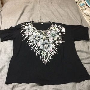 Vintage hand painted black t-shirt